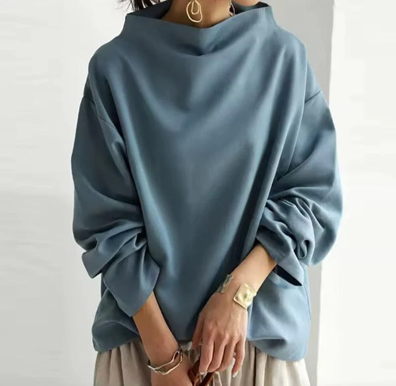 Angela | Women's Oversized Funnel Neck Top - Image 3