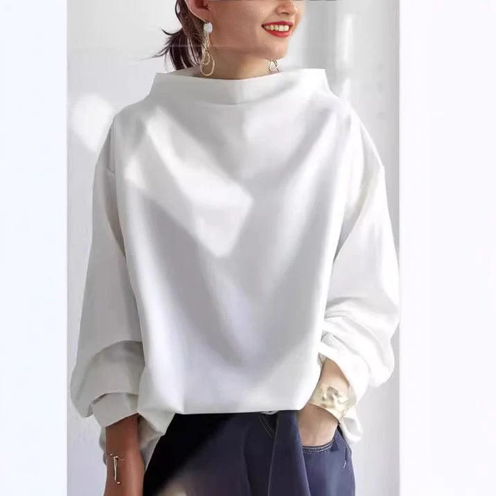 Angela | Women's Oversized Funnel Neck Top - Image 4