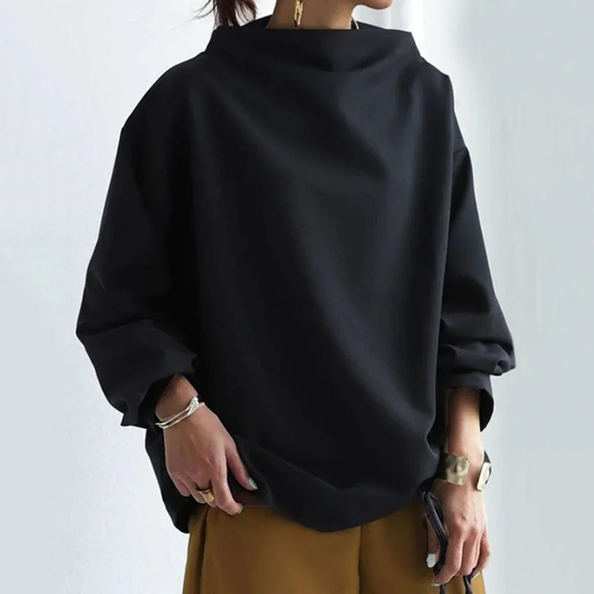 Angela | Women's Oversized Funnel Neck Top - Image 6