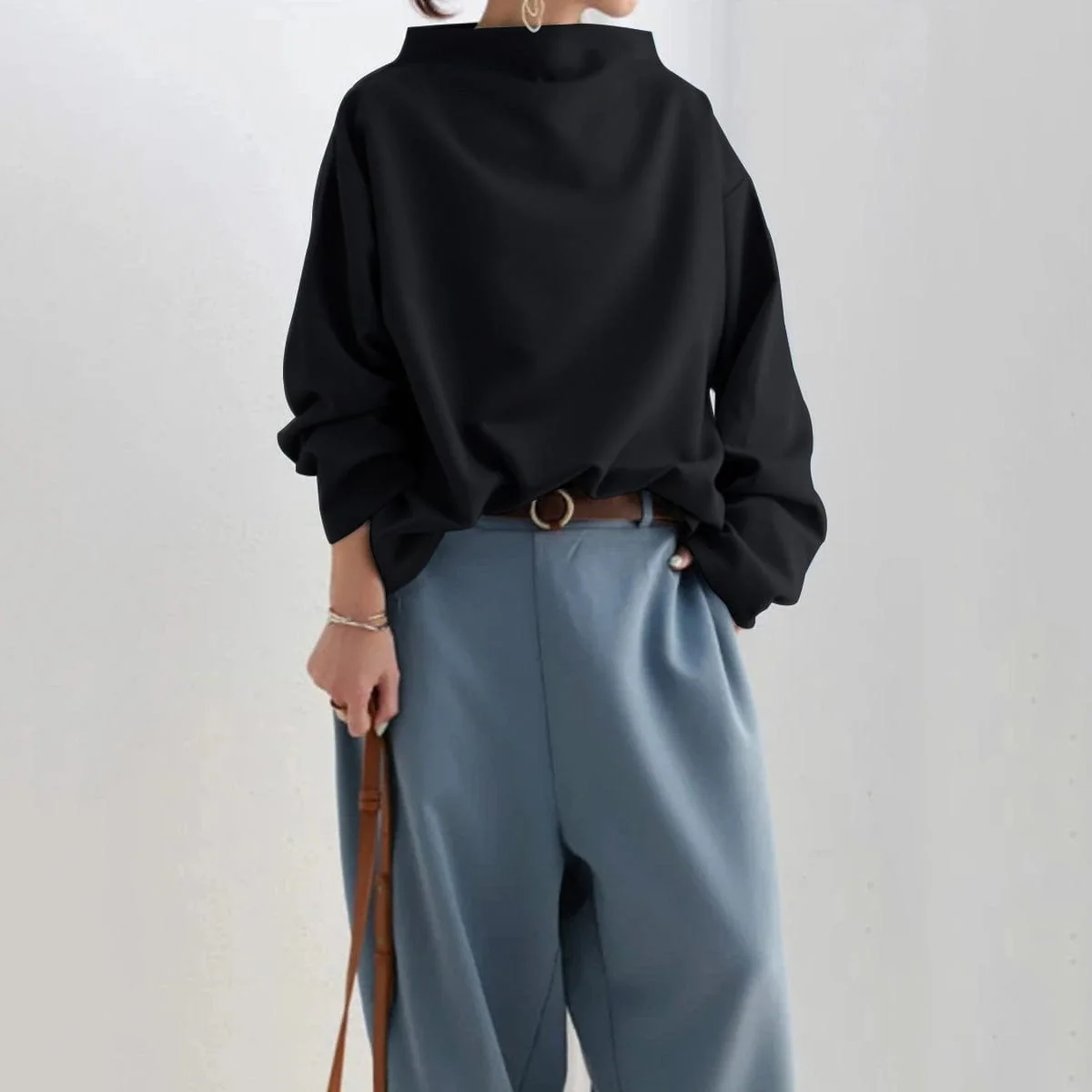 Angela | Women's Oversized Funnel Neck Top - Image 7