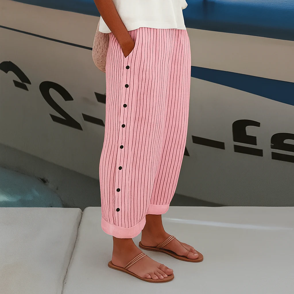Debra | Women's High-Waisted Striped Pants - Image 4