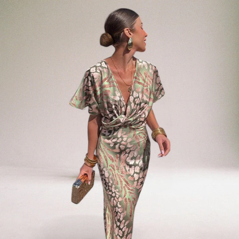 Domenica | Elegant Maxi Dress with Unique V-neck for Women - Image 3