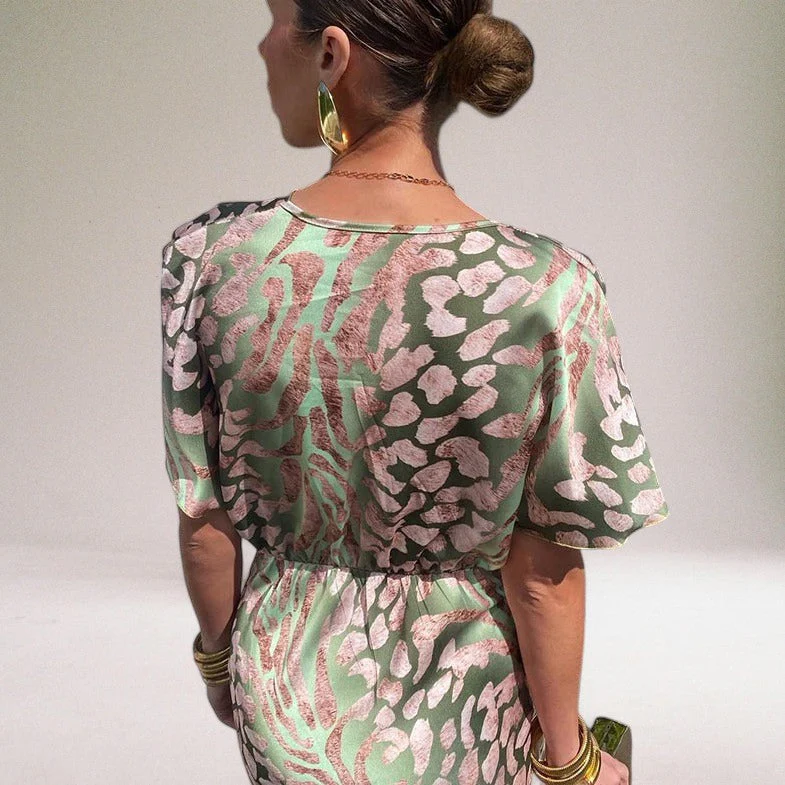 Domenica | Elegant Maxi Dress with Unique V-neck for Women - Image 4