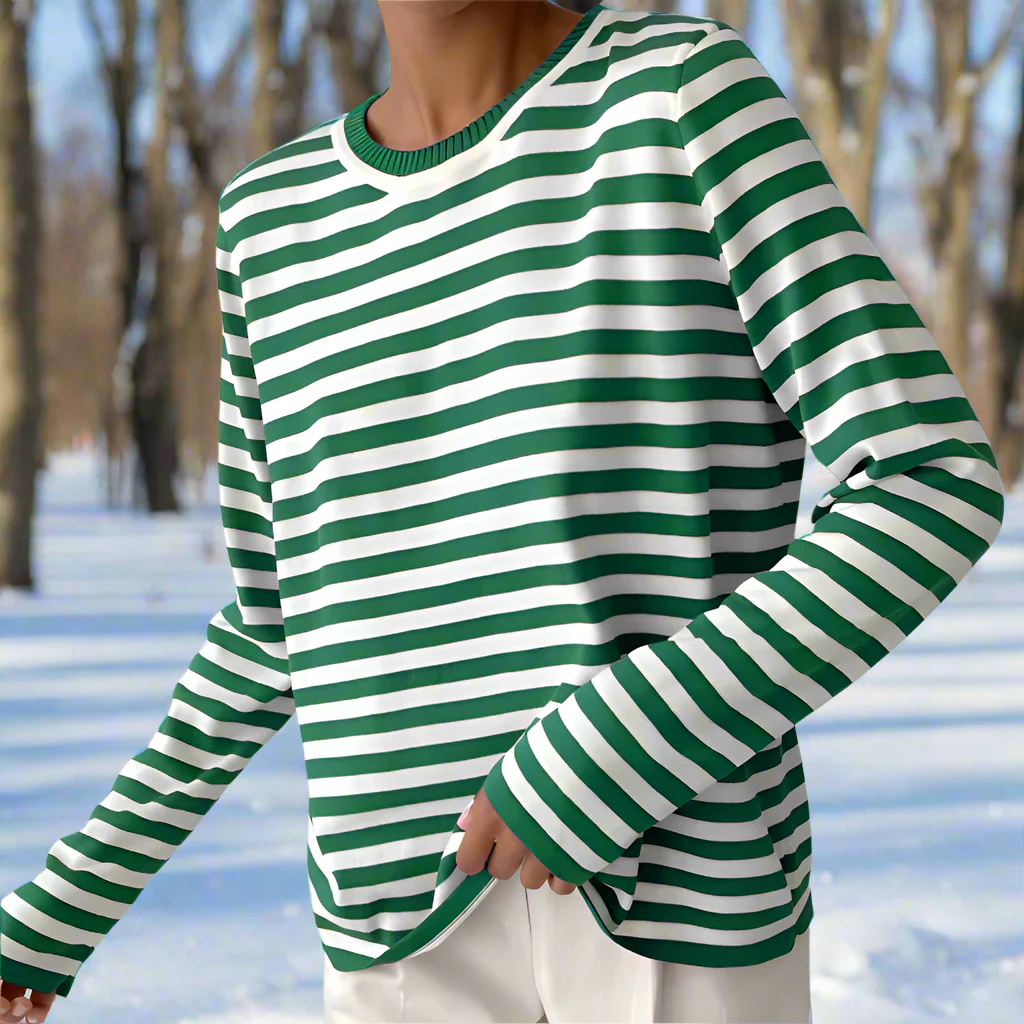 Gail | Striped Cotton Long Sleeve T-Shirt for Women - Image 7