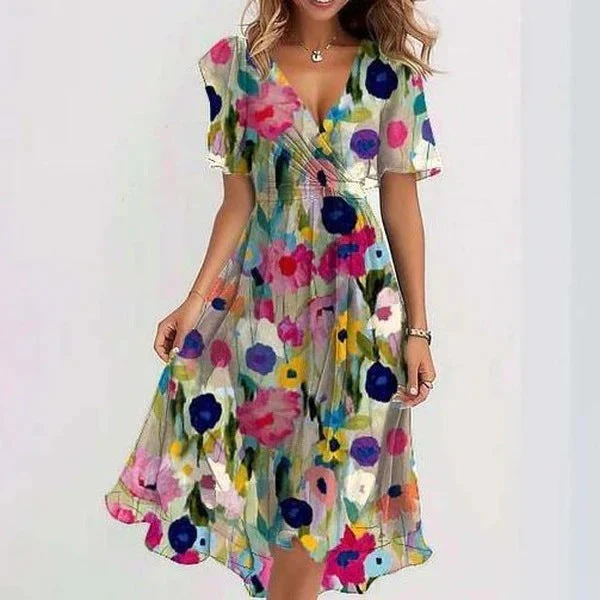 Harper | Women's V-Neck Wrap Midi Dress - Image 3