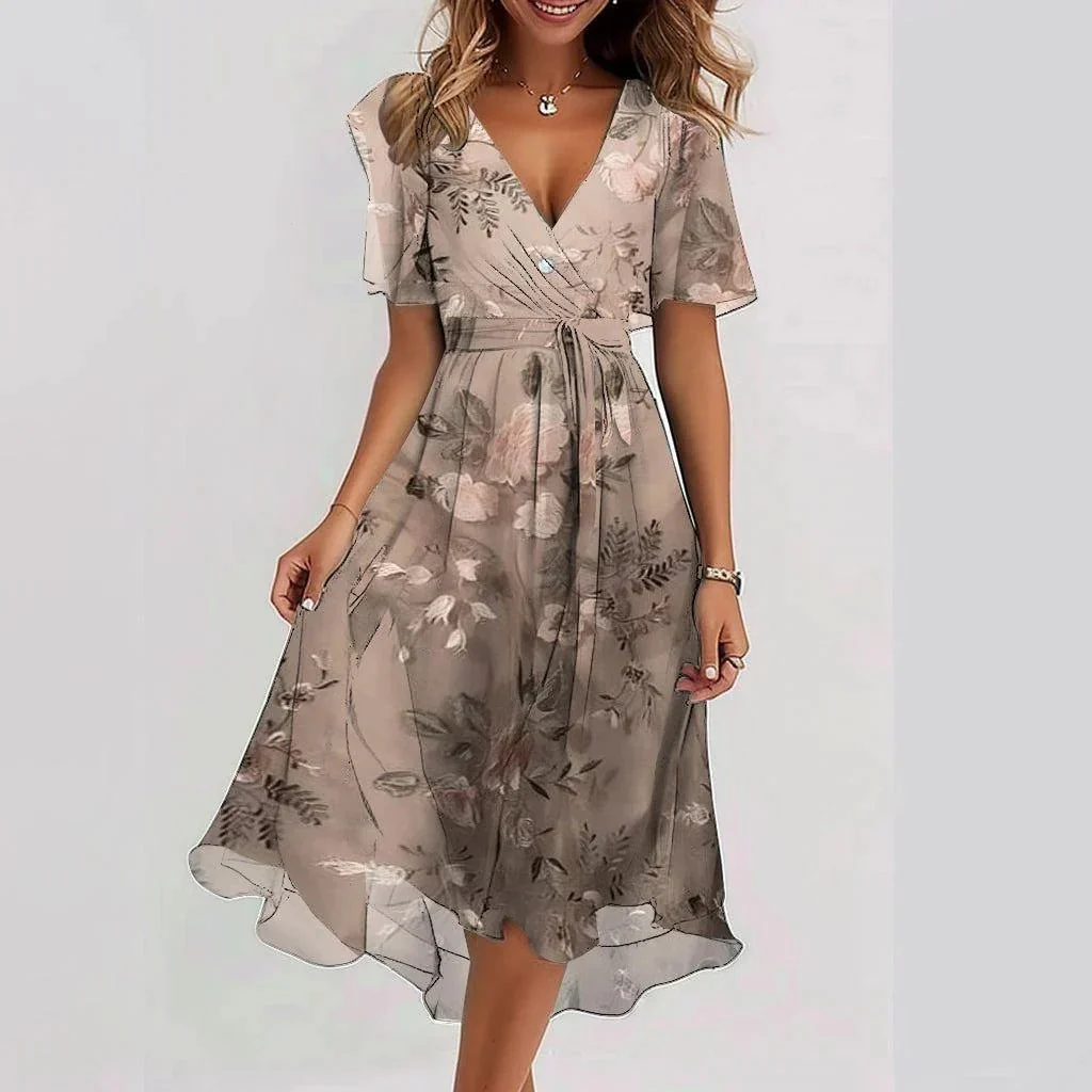 Harper | Women's V-Neck Wrap Midi Dress - Image 5