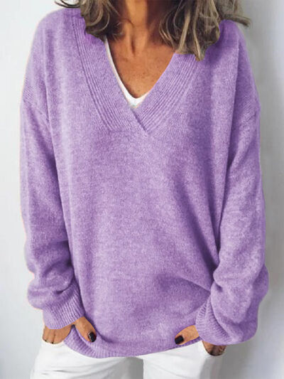 Jeanette | Women's Elegant Oversize V Neck Jumper - Image 10