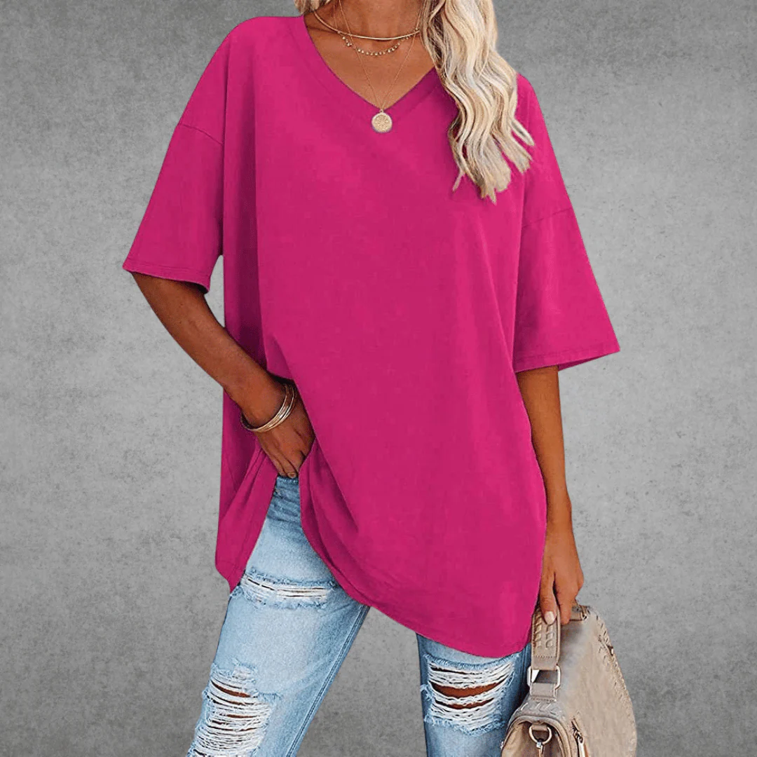 Nikita | Stylish Oversized V-Neck Shirt - Image 4