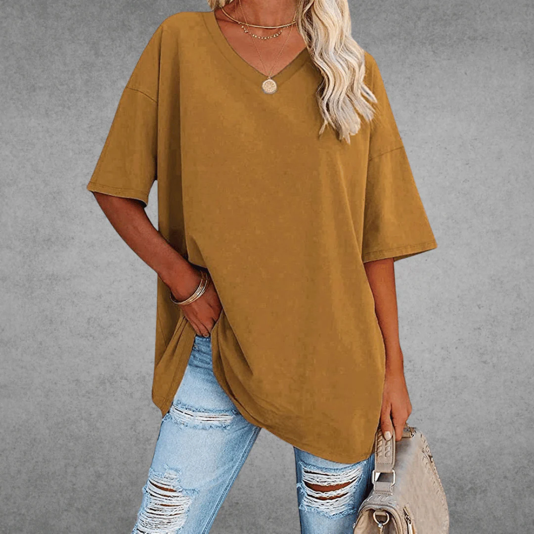 Nikita | Stylish Oversized V-Neck Shirt - Image 8