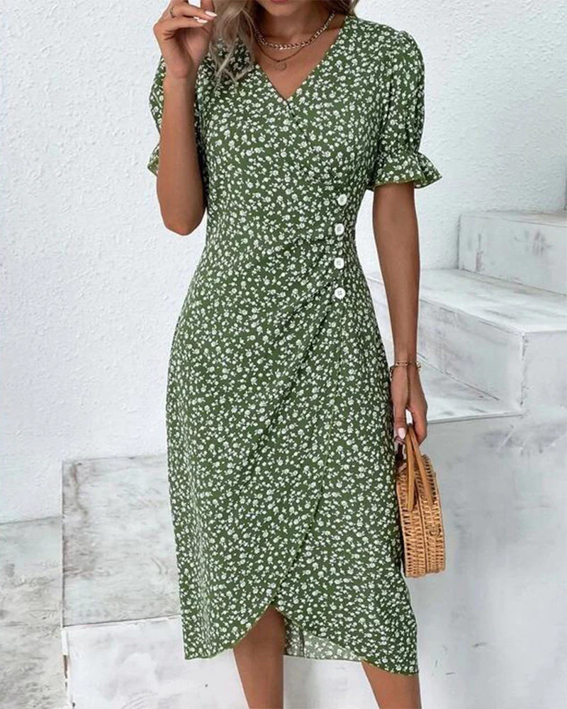Rosa | Stylish Floral Print V-Neck Wrap Dress - Image 10