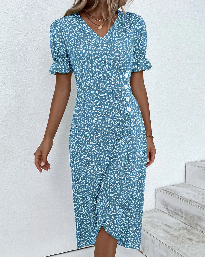 Rosa | Stylish Floral Print V-Neck Wrap Dress - Image 4