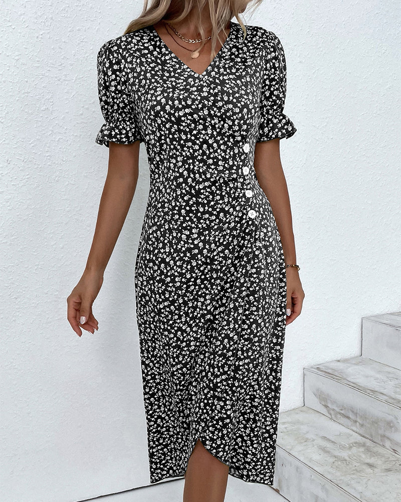 Rosa | Stylish Floral Print V-Neck Wrap Dress - Image 6