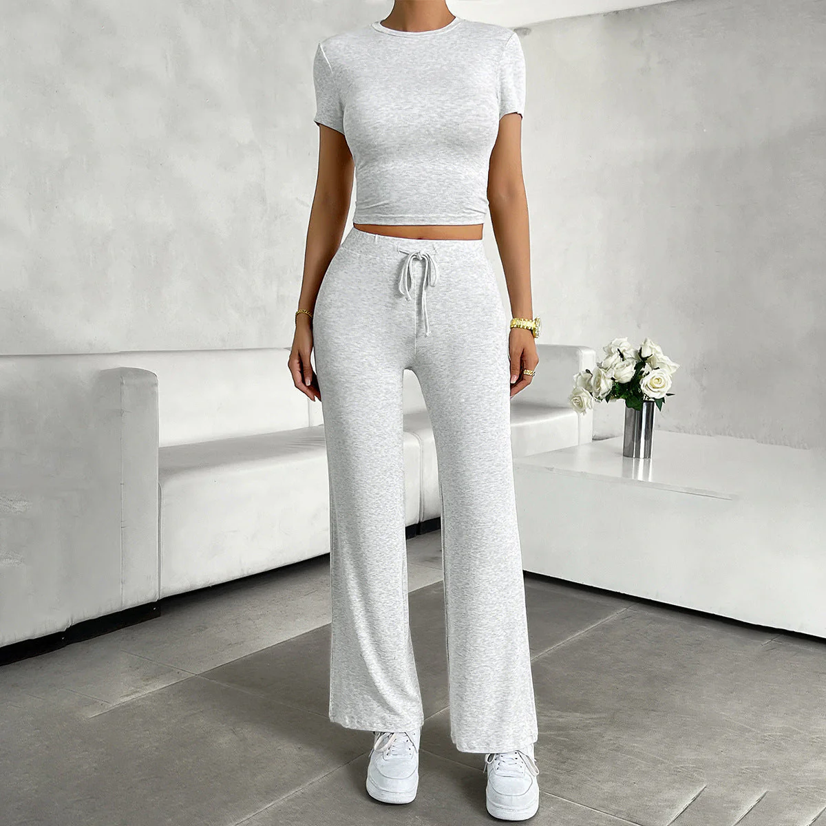 Roxanne | Women's Cropped Two-Piece Set - Image 3