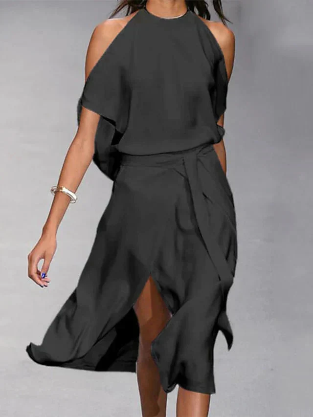 Tina | Women's Sleeveless Wrap Midi Dress - Image 2