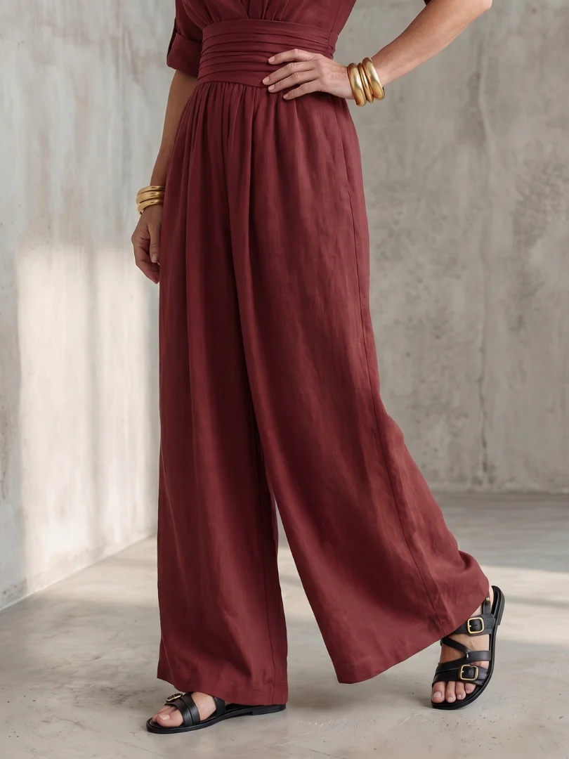 Women's V-Neck Wrap Maxi Jumpsuit - Image 10