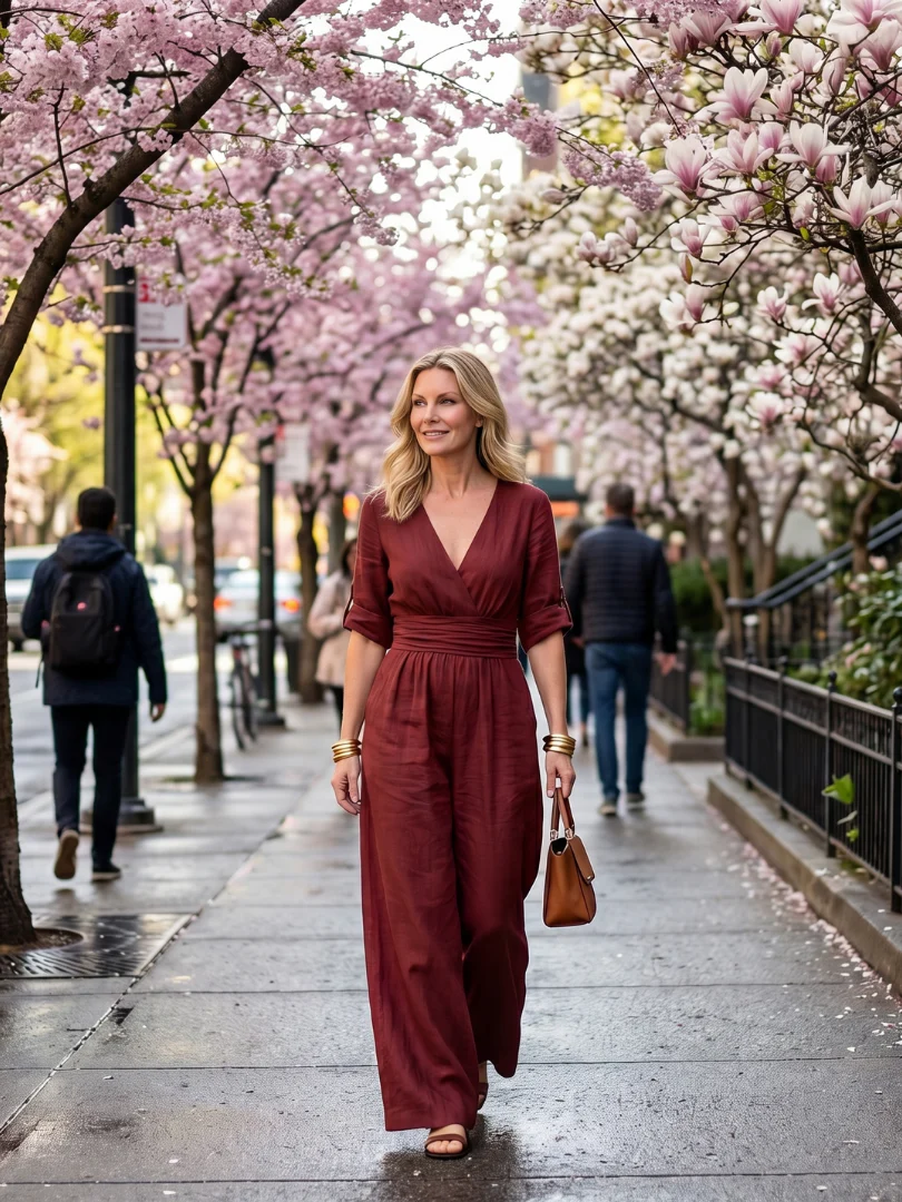 Women's V-Neck Wrap Maxi Jumpsuit - Image 20