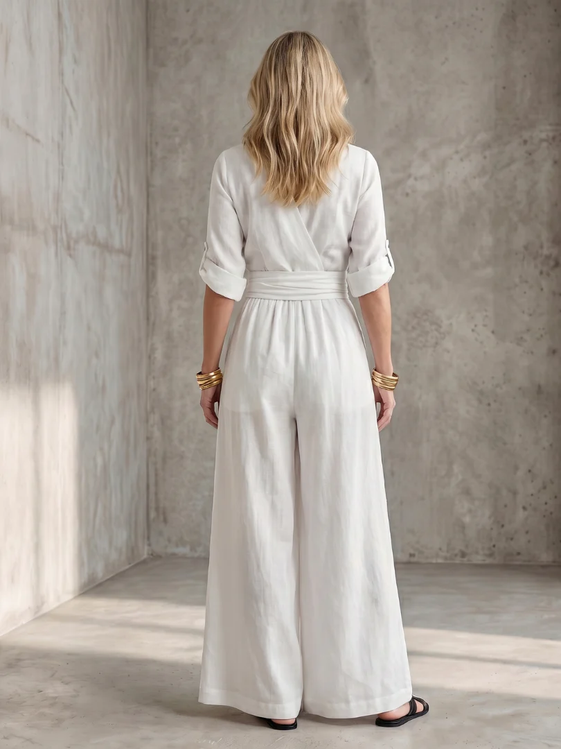 Women's V-Neck Wrap Maxi Jumpsuit - Image 6